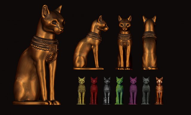 Egyptian ritual cat - Sekhmet Goddess - Bastet Goddess 3D print model 3Dプリントモデル .c4d .max .obj .3ds .fbx .stl .blend 