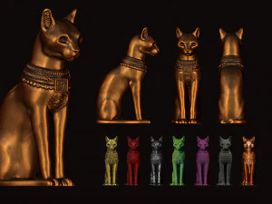 Gato ritual eg&iacute;pcio - Deusa Sekhmet - Deusa Bastet Modelo de impress&atilde;o 3D Modelo de Impressão 3D