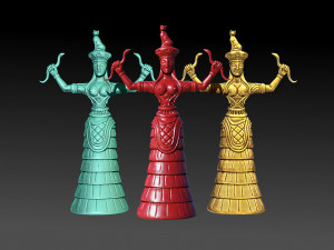 The Snake Goddess - Ancient Cretense culture- Stl files - 3D print model Model Cetak 3D