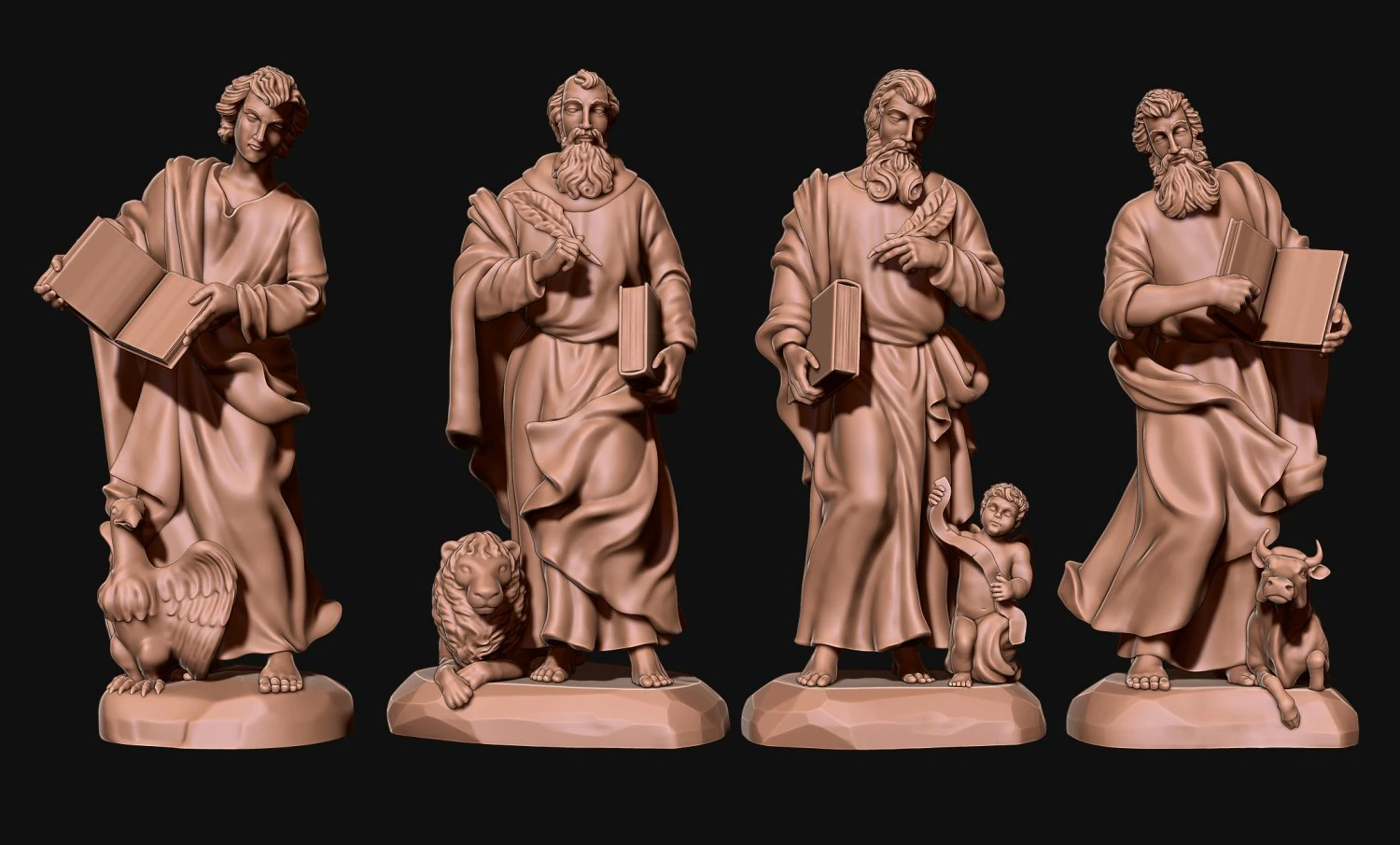 The Four Evangelist 3D Print Model .c4d .max .obj .3ds .fbx .stl .blend