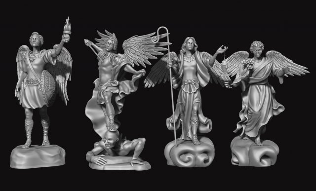 The Four Archangels - CNC Rounting - Wood - Stone - Metal 3D print model 3D Принт Модель .c4d .max .obj .3ds .fbx .stl .blend 