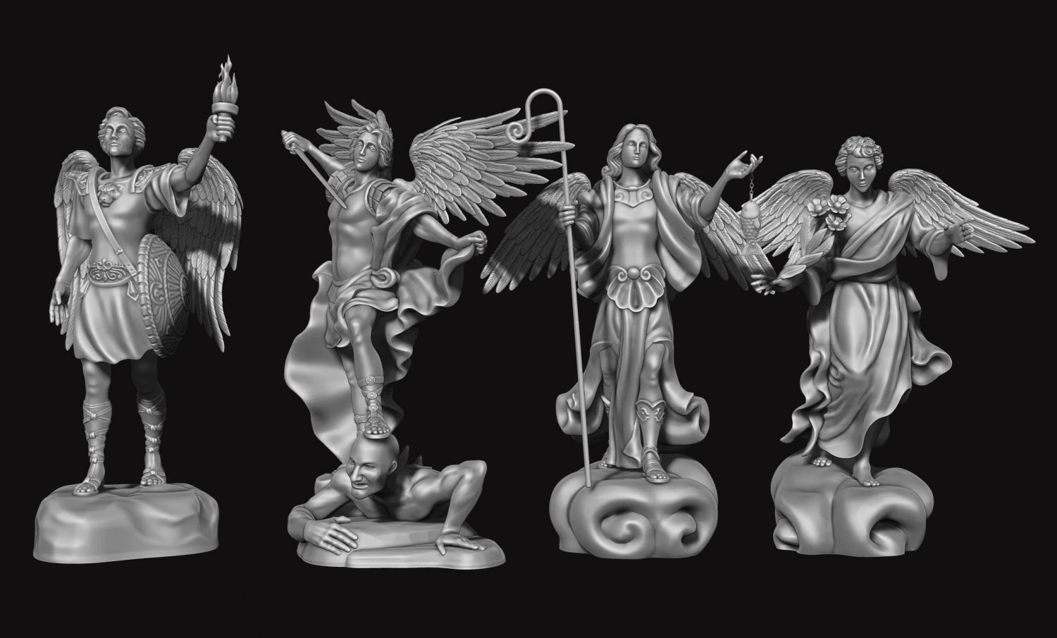 The Four Archangels - CNC Rounting - Wood - Stone - Metal 3D print model 3D Print Model .c4d .max .obj .3ds .fbx .stl .blend 