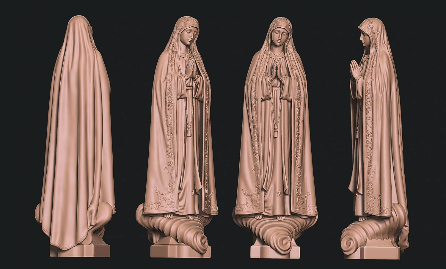 Virgin Fatima - Portugal - Jewerly - Masonry - Carpentry 3D Print Model .c4d .max .obj .3ds .fbx .stl .blend 