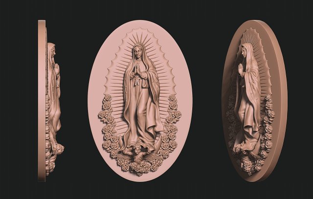 Our Lady of Guadalupe - Relief - Mexico - CNC and 3D print model 3Dプリントモデル .c4d .max .obj .3ds .fbx .stl .blend 