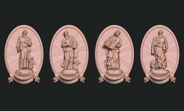 The Four Evangelist Relief - Collection - CNC - 3D print model 3D 프린트 모델 .c4d .max .obj .3ds .fbx .stl .blend 