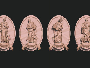 The Four Evangelist Relief - Collection - CNC - 3D print model 3D 프린트 모델