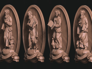 The Four Evangelist Relief - Collection - CNC - 3D print model 3D 프린트 모델