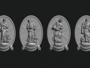 The Four Evangelist Relief - Collection - CNC - 3D print model 3D 프린트 모델