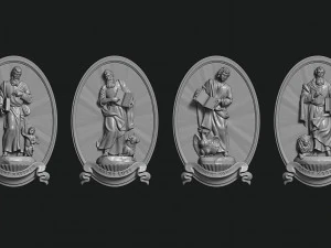 The Four Evangelist Relief - Collection - CNC - 3D print model 3D Print Model