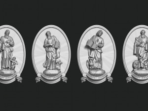The Four Evangelist Relief - Collection - CNC - 3D print model 3D 프린트 모델