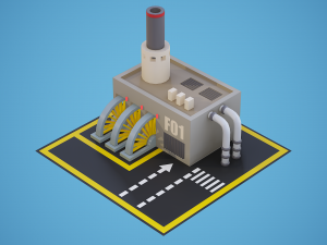 set of 2 factories with textures low-poly 3D-Modell