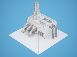 set of 2 factories with textures low-poly 3D-Modell