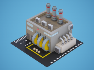 set of 2 factories with textures low-poly 3D-Modell