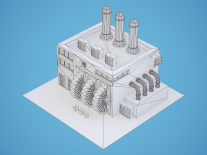 set of 2 factories with textures low-poly 3D-Modell