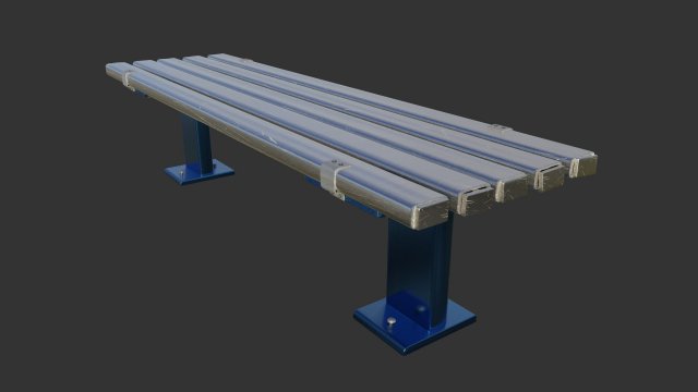 bench clean metal 3D Model .c4d .max .obj .3ds .fbx .stl .blend 