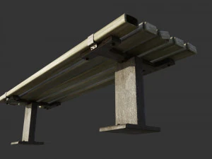 bangku logam usang Model 3D