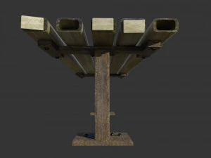 bangku logam usang Model 3D