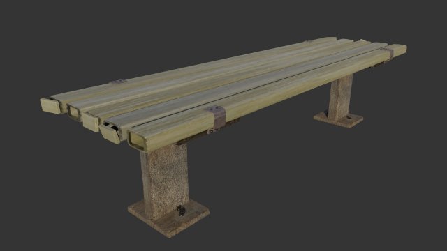 bench worn metal 3D मॉडल .c4d .max .obj .3ds .fbx .stl .blend 