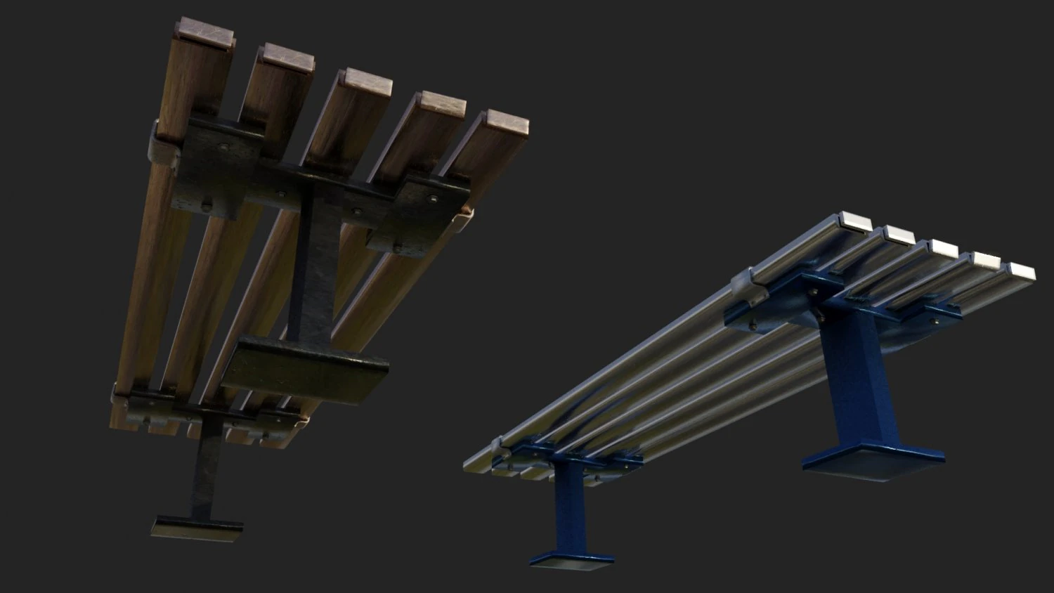bench clean and rusted metal 3D Model .c4d .max .obj .3ds .fbx .stl .blend