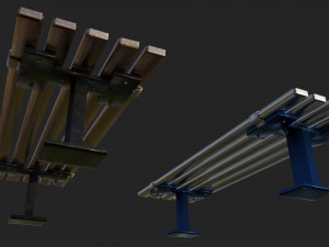 bench clean and rusted metal 3D Model