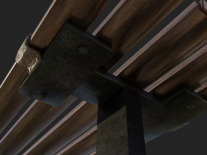 bench clean and rusted metal Modèle 3D