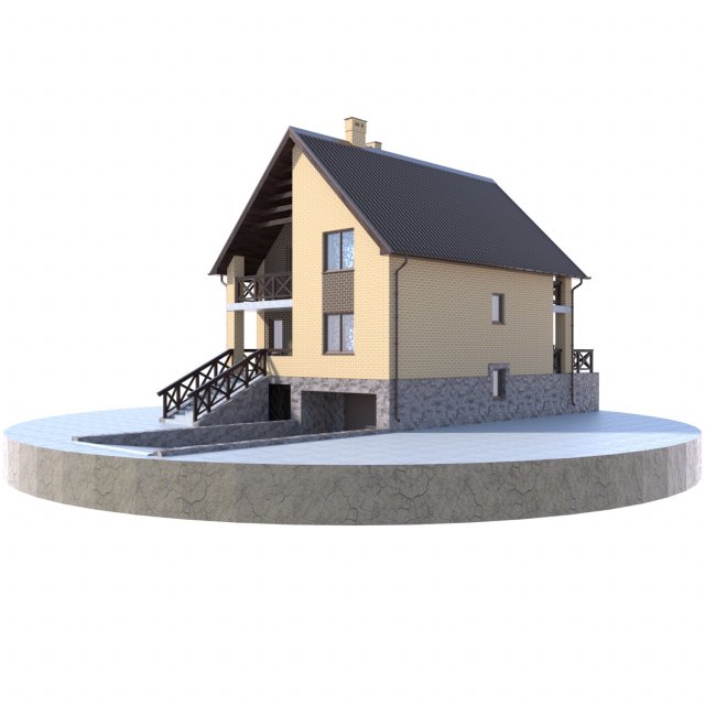 residential house bp-12 3D Модель .c4d .max .obj .3ds .fbx .stl .blend 