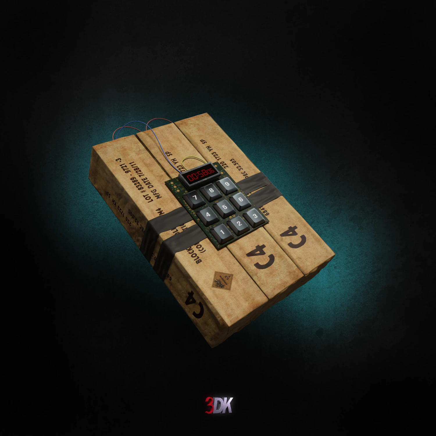 bombe c4 minuterie variable Modèle 3D .c4d .max .obj .3ds .fbx .stl .blend 