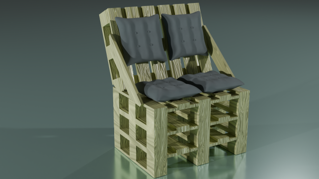 A chair made of pallets 3D 模型 .c4d .max .obj .3ds .fbx .stl .blend 