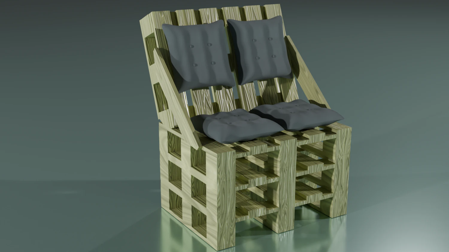 A chair made of pallets 3D Model .c4d .max .obj .3ds .fbx .stl .blend 