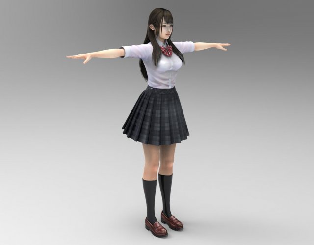 japanese high school girl 3D Model .c4d .max .obj .3ds .fbx .stl .blend 