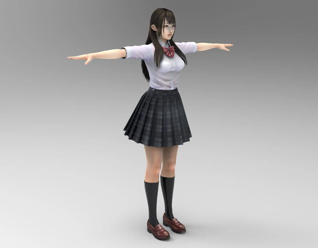 japanese high school girl 3D Model .c4d .max .obj .3ds .fbx .stl .blend 