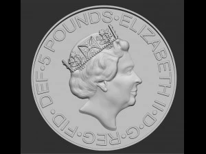 Moeda de medalha Elizabeth 2 Modelo de Impressão 3D