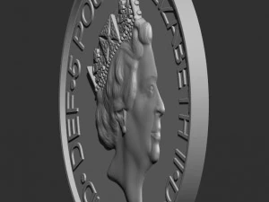 Moeda de medalha Elizabeth 2 Modelo de Impressão 3D