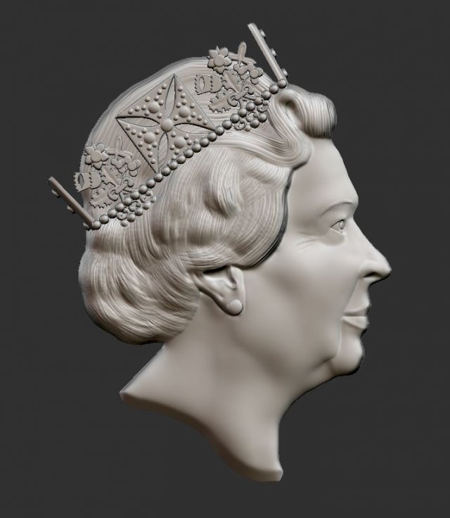Elizabeth 2 relief portrait Modèles 3D en vedette .c4d .max .obj .3ds .fbx .stl .blend 
