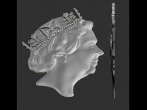 Elizabeth 2 relief portrait Modèles 3D en vedette