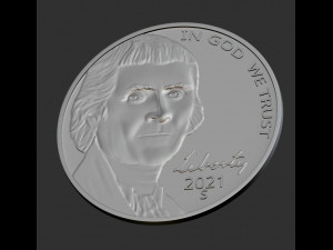 Coin Jefferson 3D Print Model