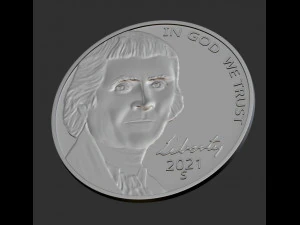 Coin Jefferson 3D Print Model