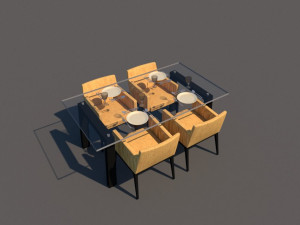 revit dinning table with chairs 3d 3D 모델
