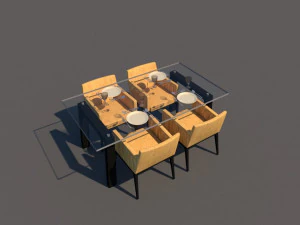 Revit 餐桌与椅子 3d 3D 模型