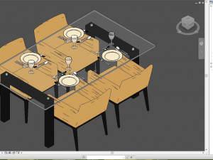 revit dinning table with chairs 3d Modelo 3D