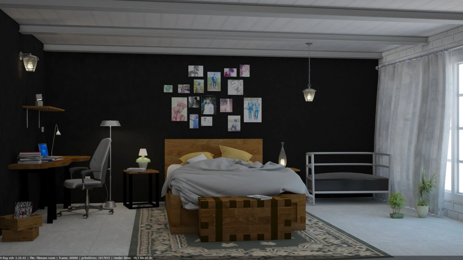 bedroom 3D Model .c4d .max .obj .3ds .fbx .stl .blend 