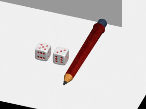 dice and pencil Model 3D