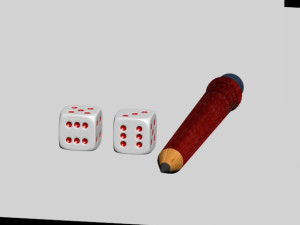 dice and pencil Model 3D