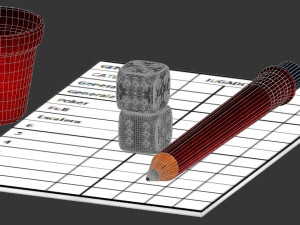 dice and pencil Model 3D