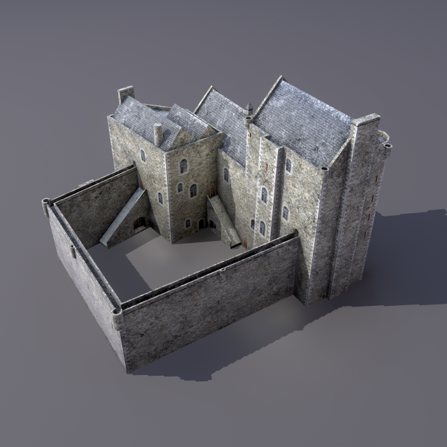 castle doune 3D 모델 .c4d .max .obj .3ds .fbx .stl .blend 