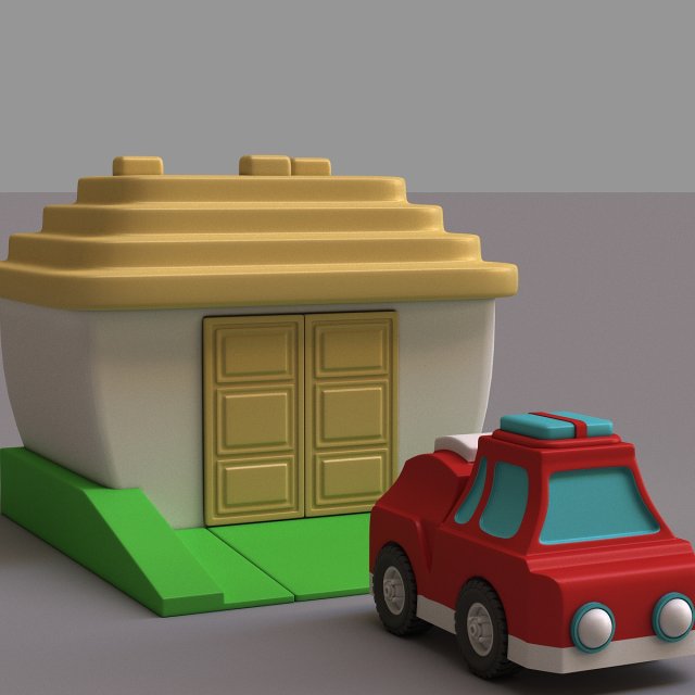 car and garage Model 3D .c4d .max .obj .3ds .fbx .stl .blend 