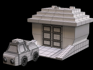 car and garage Model 3D