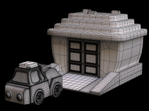 car and garage Model 3D