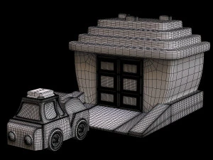 car and garage 3D Model