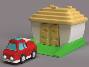 car and garage Model 3D